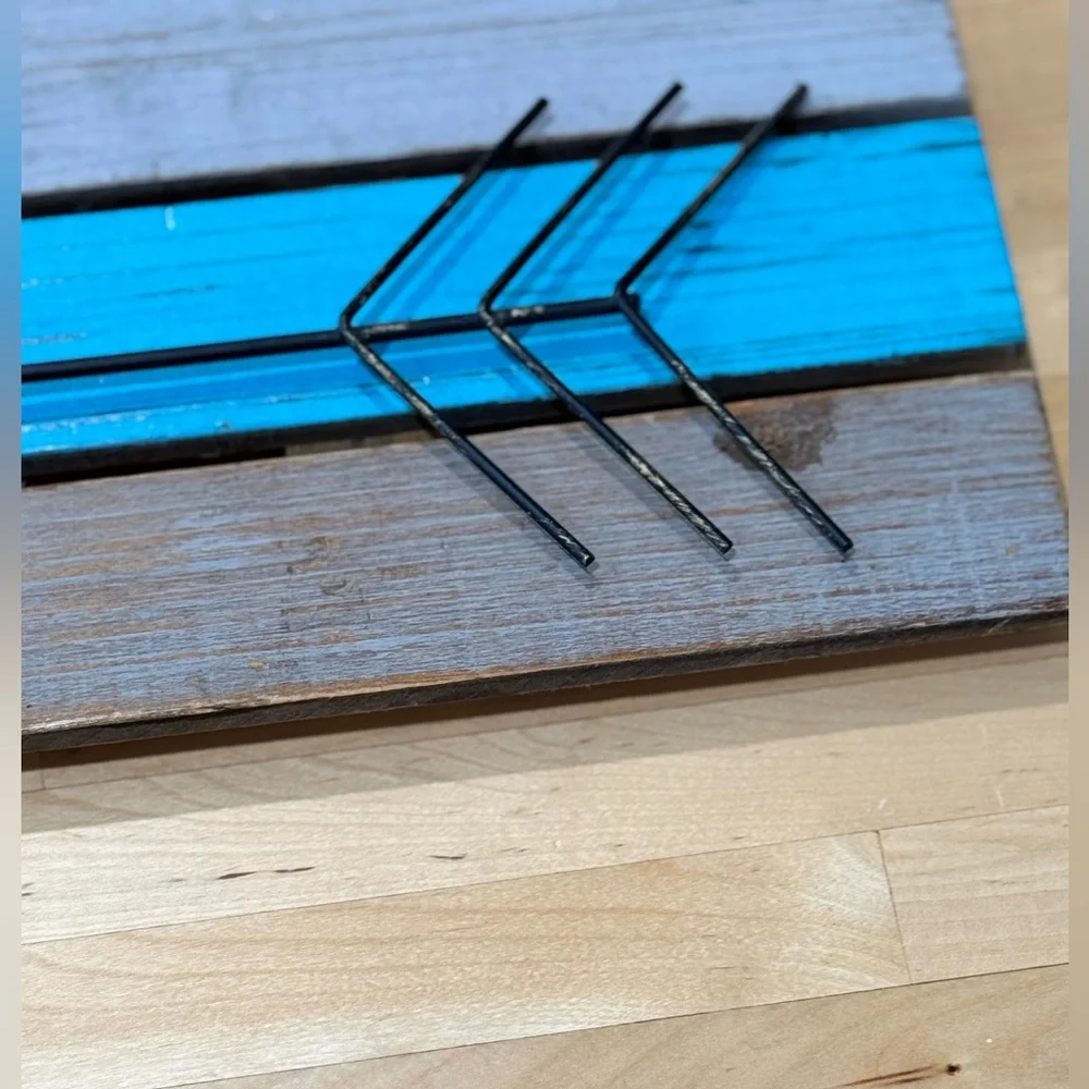 LOVE Sign in Distressed Wood Style with a Dark Aqua Detail. Blue Paint- 28x6.5”
